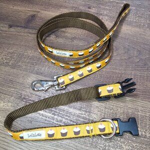 Bella Bean Cupcakes Collar M (25-63 lbs) & Leash 5’ Set in Spiced Orange